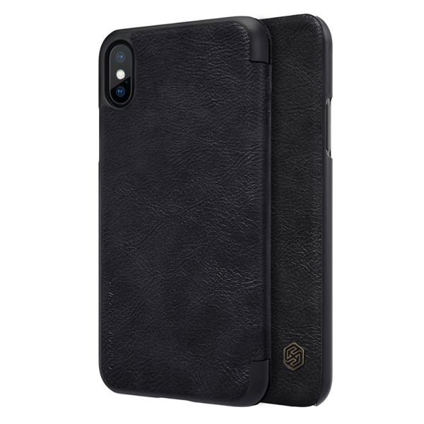Nillkin Qin Leder Flip-Tasche mit Kartenfach für iPhone Xs / X schwarz