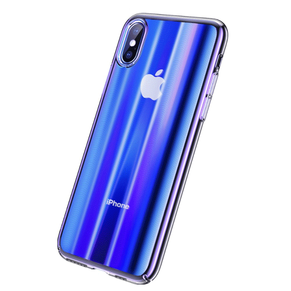 Baseus Aurora – Farbverlauf - Silikon-Tasche Schutz-Hülle Cover für iPhone XS / X blau