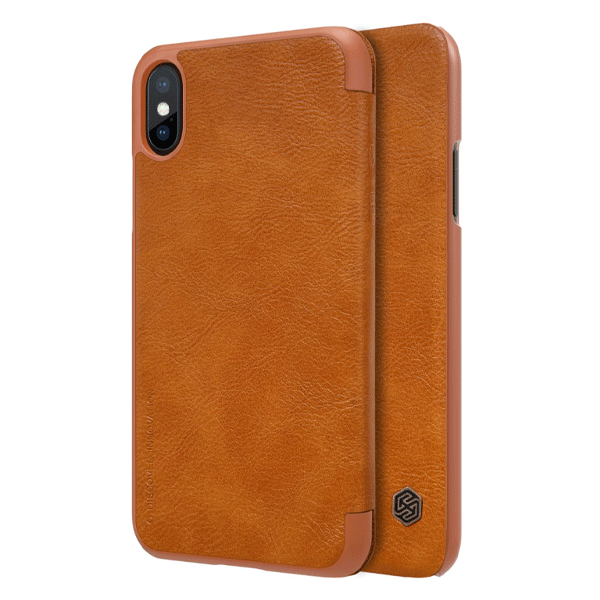 Nillkin Qin Leder Flip-Tasche mit Kartenfach Schutz Hülle für iPhone X / Xs braun