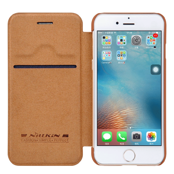 Nillkin Qin Leder Flip-Tasche mit Kartenfach Schutz Hülle für iPhone X / Xs braun