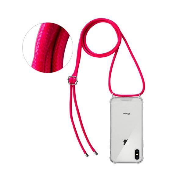 "OKKES" "Kordon" Schnur TPU Silikon-Tasche Schutz-Hülle Cover für iPhone X / XS (5,8), pink