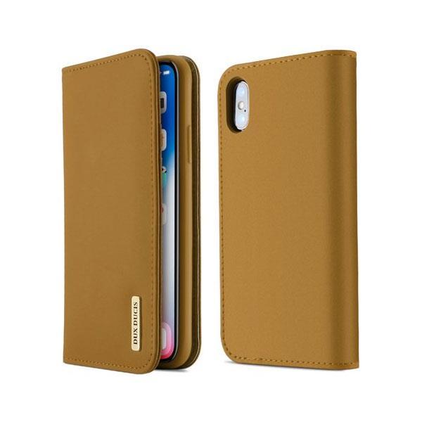 Dux Ducis Wish Series Echt Leder Flip Wallet Tasche Schutz-Hülle Cover für iPhone Xs Max braun