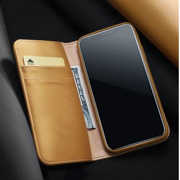 Dux Ducis Wish Series Echt Leder Flip Wallet Tasche Schutz-Hülle Cover für iPhone Xs Max braun