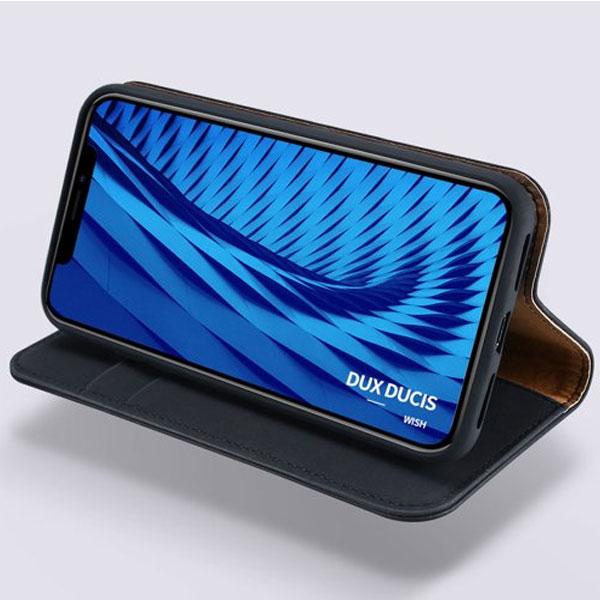 Dux Ducis Wish Series Echt Leder Flip Wallet Tasche Schutz-Hülle Cover für iPhone Xs Max braun
