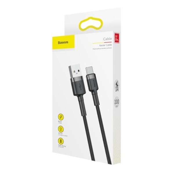 Baseus Cafule USB / Type-C Ladekabel/Datenkabel Nylon geflochten - QC3.0 1,5A - schwarz/grau (1M)