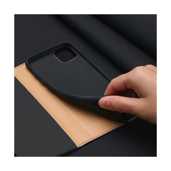 Dux Ducis Wish Series Echt Leder Flip Wallet für Apple iPhone 11 Pro Max schwarz