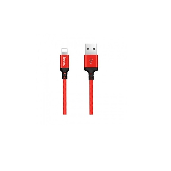 Lightning Ladekabel X14 für iPhone 1m Nylon geflochten schwarz-rot