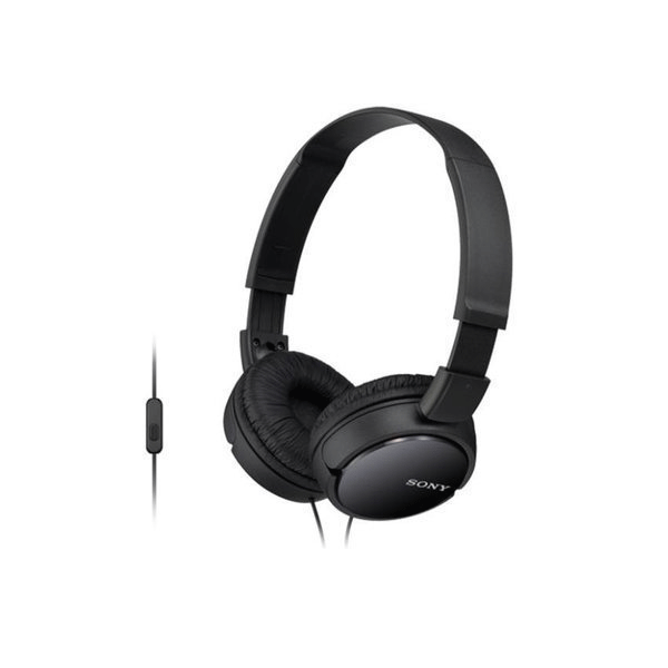 Sony MDR-ZX110AP faltbarer Bügelkopfhörer mit Headsetfunktion, schwarz