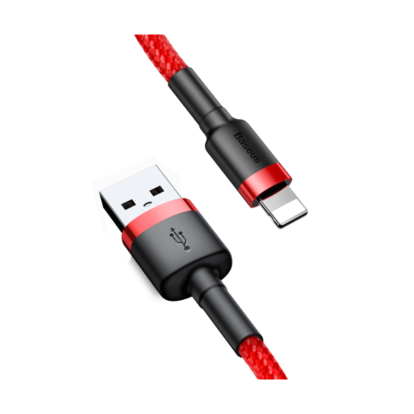 Baseus Cafule USB/Lightning Ladekabel/Datenkabel für iPhone/iPad/Airpods, Nylon geflochten - QC3.0 1,5A - rot (2M)