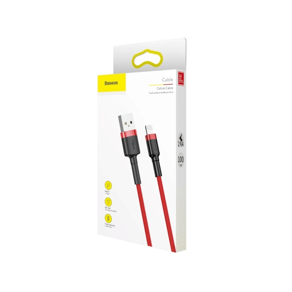 Baseus Cafule USB/Lightning Ladekabel/Datenkabel für iPhone/iPad/Airpods, Nylon geflochten - QC3.0 1,5A - rot (2M)