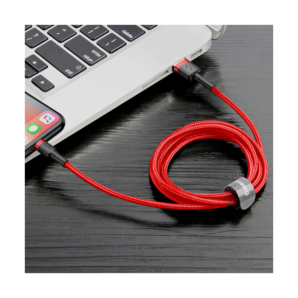 Baseus Cafule USB/Lightning Ladekabel/Datenkabel für iPhone/iPad/Airpods, Nylon geflochten - QC3.0 1,5A - rot (2M)