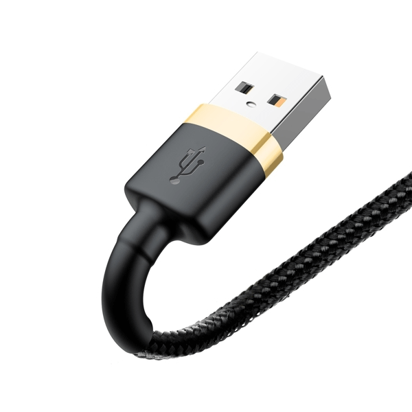 Baseus Lightning Datenkabel/Ladekabel, Nylon Geflochten schwarz/gold (2m)