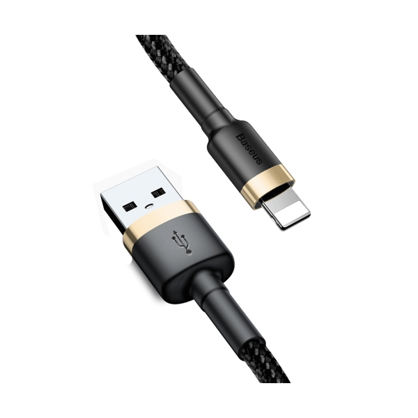 Baseus Lightning Datenkabel/Ladekabel für iPhone/iPad/Airpods Nylon Geflochten schwarz/gold(1m)