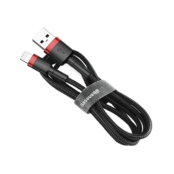 Baseus Cafule USB / Lightning Ladekabel/Datenkabel Nylon geflochten QC3.0 2,4A- schwarz/rot (0,5m)