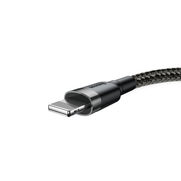 Baseus Cafule USB / Lightning Ladekabel/Datenkabel für iPhone / iPad / Airpods, Nylon geflochten QC3.0 2,4A- schwarz/grau (0,5m)
