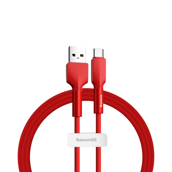 Baseus Premium - Silica Gel - USB/USB-Type-C Ladekabel/Datenkabel - 2A, 480 Mbit / s - rot(1M)