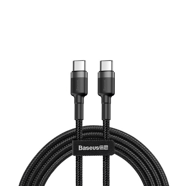Baseus Cafule Cable durabel Kabel mit Nylon geflochtenes Ladekabel USB-C PD / USB-C - PD PD2.0 60W 20V 3A QC3.0 - schwarz-grau (1M)