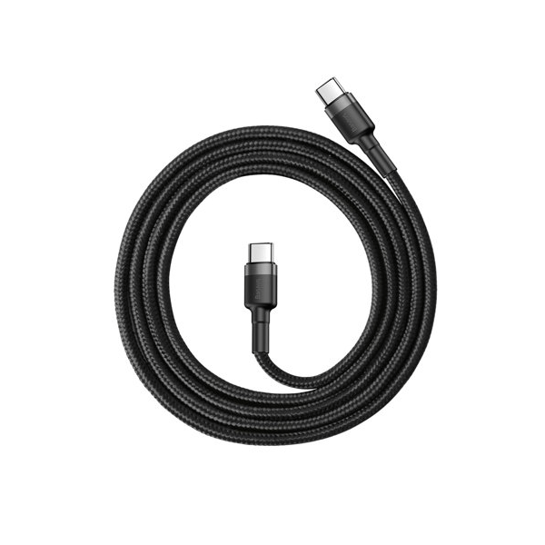 Baseus Cafule Cable durabel Kabel mit Nylon geflochtenes Ladekabel USB-C PD / USB-C - PD PD2.0 60W 20V 3A QC3.0 - schwarz-grau (1M)