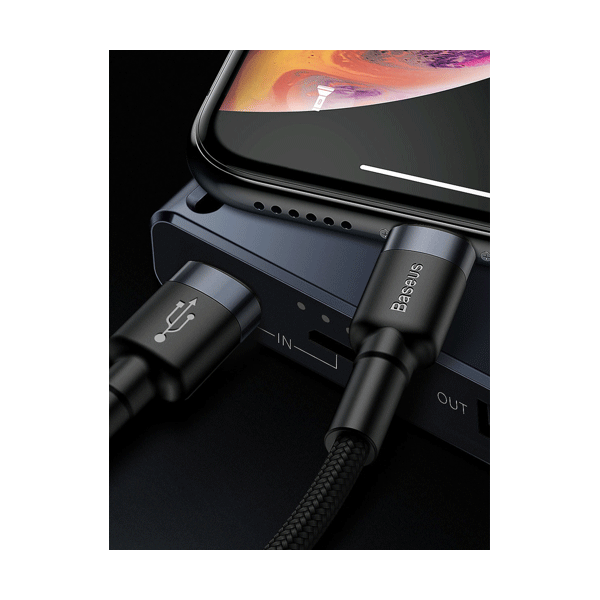 Baseus Cafule Lightning - USB TypeC Ladekabel/Datenkabel für iPhone / iPad / Airpods Nylon geflochten 18W QC3.0 schwarz-grau (1M)