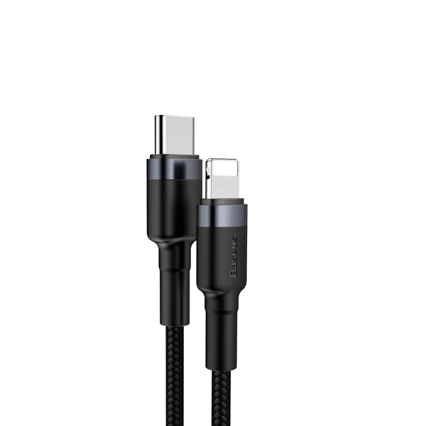 Baseus Cafule Lightning - USB TypeC Ladekabel/Datenkabel für iPhone / iPad / Airpods Nylon geflochten 18W QC3.0 schwarz-grau (1M)