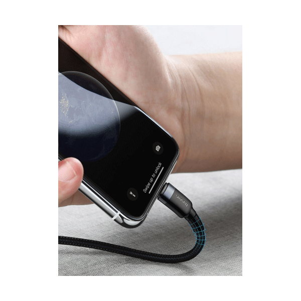 Baseus Cafule Lightning - USB TypeC Ladekabel/Datenkabel für iPhone / iPad / Airpods Nylon geflochten 18W QC3.0 schwarz-grau (1M)