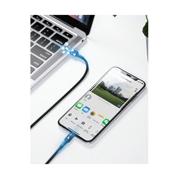 Baseus Cafule Lightning - USB TypeC Ladekabel/Datenkabel für iPhone / iPad / Airpods Nylon geflochten 18W QC3.0 schwarz-grau (1M)
