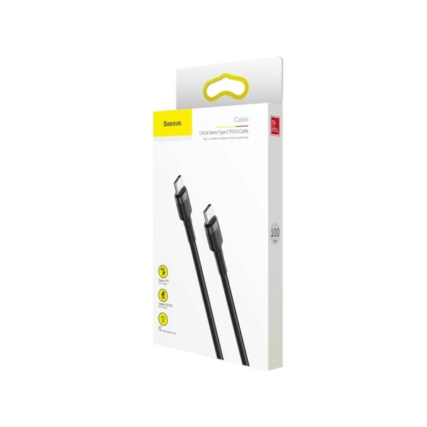 Baseus Cafule Cable durabel Kabel mit Nylon geflochtenes Ladekabel USB-C PD / USB-C - PD PD2.0 60W 20V 3A QC3.0 - schwarz-grau (1M)