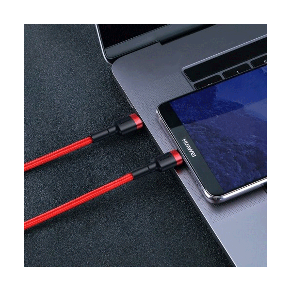 Baseus Cafule Cable durabel Kabel mit Nylon geflochtenes Ladekabel USB-C PD / USB-C - PD PD2.0 60W 20V 3A QC3.0 - schwarz-grau (1M)
