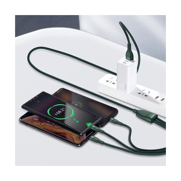 Baseus 3in1 USB - Lightning / USB Typ-C / Micro-USB - Ladekabel/Datenkabel Nylon geflochten - 5A, 480 Mbit/s, 40W, orange (1,2M)