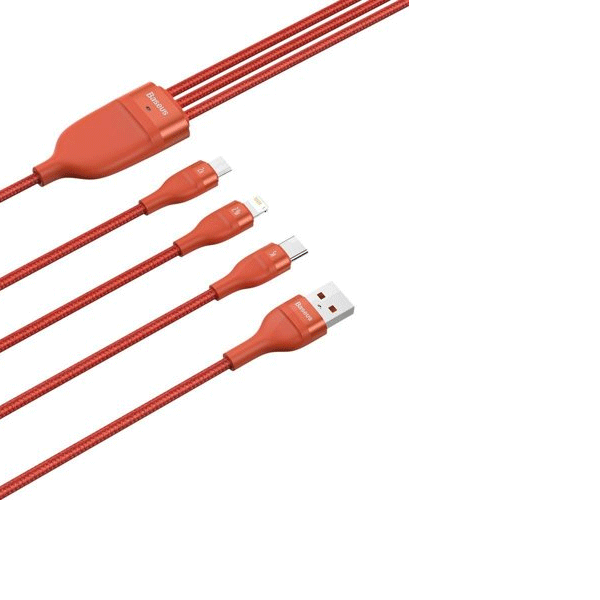 Baseus 3in1 USB - Lightning / USB Typ-C / Micro-USB - Ladekabel/Datenkabel Nylon geflochten - 5A, 480 Mbit/s, 40W, orange (1,2M)