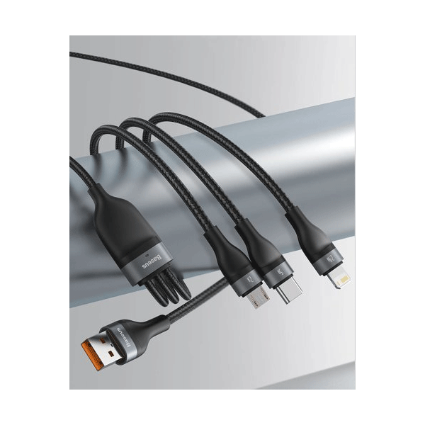 Baseus 3in1 USB - Lightning / USB Typ-C / Micro-USB - Ladekabel/Datenkabel Nylon geflochten - 5A, 480 Mbit/s, 40W, orange (1,2M)