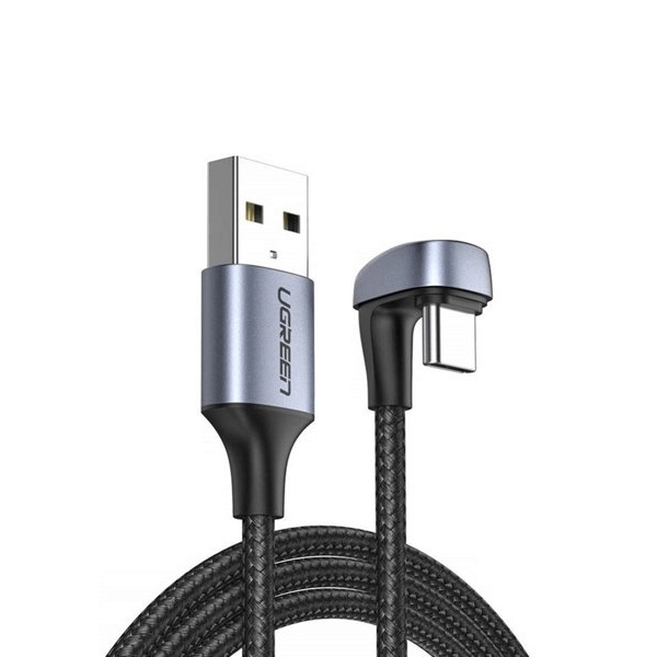 Ugreen Nylon geflochten Winkel USB Kabel - USB Typ C, 3A - für Gamer 1m grau Ugreen Nylon geflochten Winkel USB Kabel - USB Typ C, 3A - für Gamer 1m grau