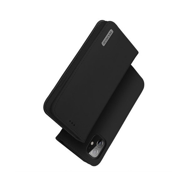 Dux Ducis Wish Series Echt Leder Flip Wallet für Apple iPhone 12 mini, schwarz