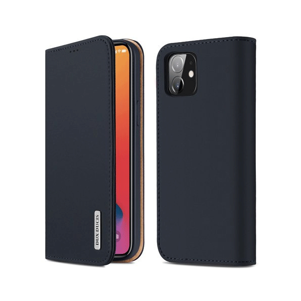 Dux Ducis Wish Series Echt Leder Flip Wallet für Apple iPhone 12 /12 Pro, blau