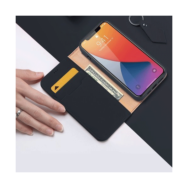 Dux Ducis Wish Series Echt Leder Flip Wallet für Apple iPhone 12 /12 Pro, blau