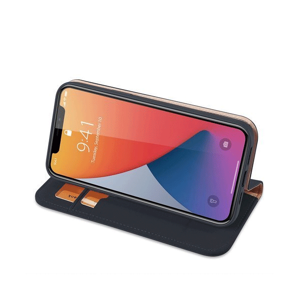 Dux Ducis Wish Series Echt Leder Flip Wallet für Apple iPhone 12 /12 Pro, blau