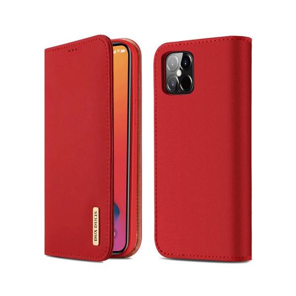 Dux Ducis Wish Series Echt Leder Flip Wallet für Apple iPhone 12 Pro Max, rot
