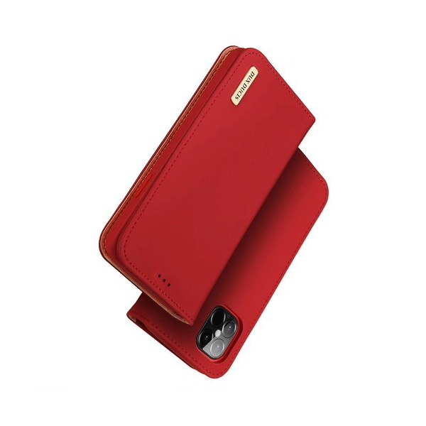 Dux Ducis Wish Series Echt Leder Flip Wallet für Apple iPhone 12 Pro Max, rot