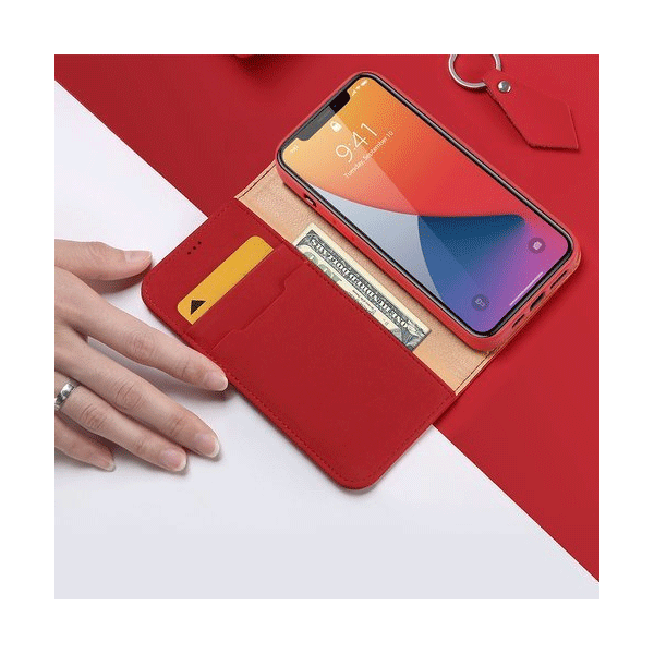 Dux Ducis Wish Series Echt Leder Flip Wallet für Apple iPhone 12 Pro Max, rot