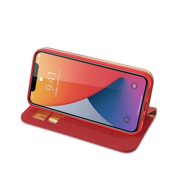 Dux Ducis Wish Series Echt Leder Flip Wallet für Apple iPhone 12 Pro Max, rot