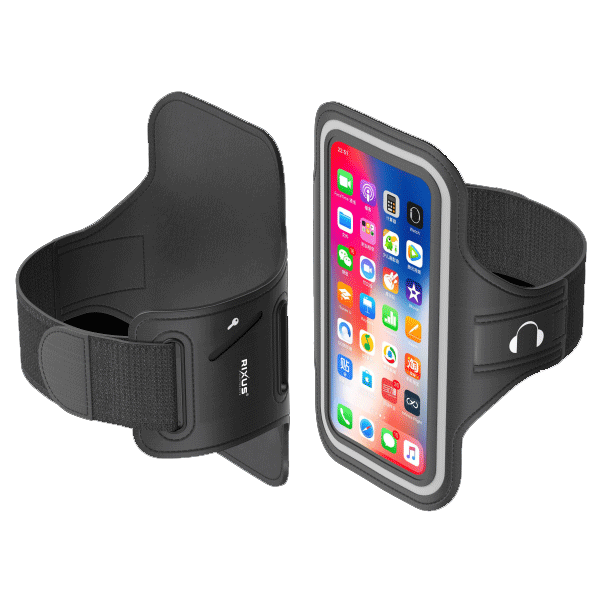 Rixus Modern-Series Universal Sport Armband Jogging Tasche Schutz-Hülle Fit für Smartphones bis 5.5 Zoll schwarz