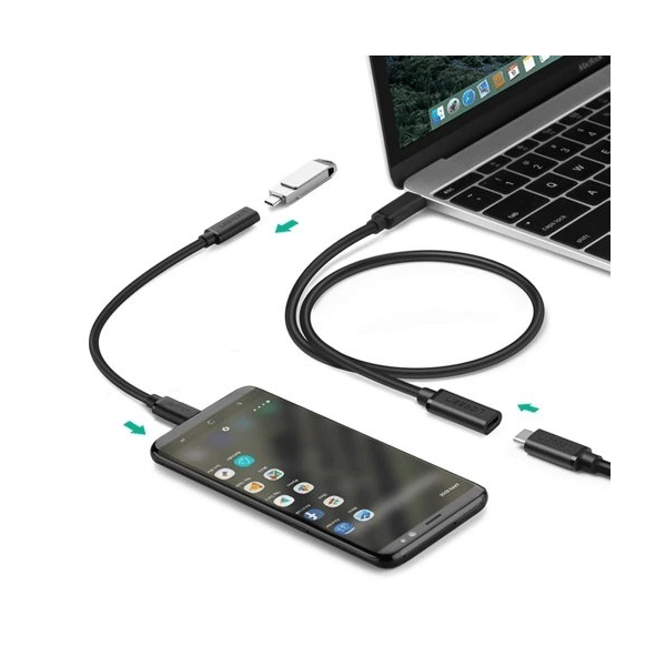 Ugreen Verlängerungskabel USB Typ C 3.1 (weiblich) - USB Typ C 3.1 (männlich) schwarz (0,5m)