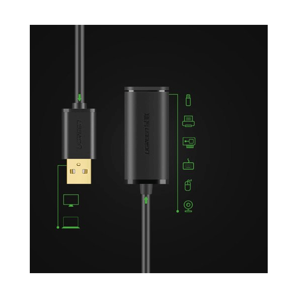 Ugreen Aktivkabel USB 2.0 Verlängerungskabel 480 Mbit/s schwarz (5m) Ugreen Aktivkabel USB 2.0 Verlängerungskabel 480 Mbit/s schwarz (5m)