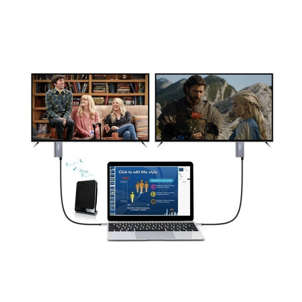 Choetech unidirektionaler Adapter USB Typ C (m) auf HDMI 4K 60Hz (m) + Netzteil 60W 1,8m grau Choetech unidirektionaler Adapter USB Typ C (m) auf HDMI 4K 60Hz (m) + Netzteil 60W 1,8m grau