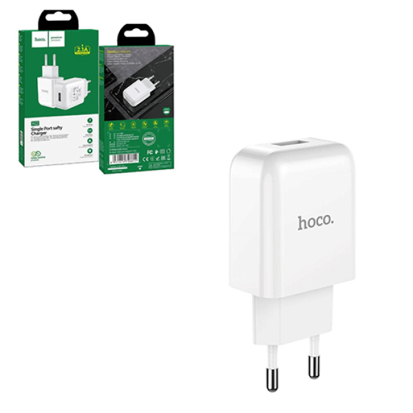 HOCO N2 Ladegerät-Adapter Single USB Port 2.1A, weiß HOCO N2 Ladegerät-Adapter Single USB Port 2.1A, weiß
