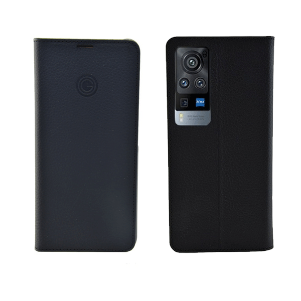 Galeli Echtleder Book Case Schutz-Hülle Marc Flip-Tasche passend für Vivo Y52, schwarz