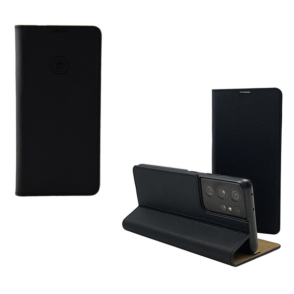 Galeli Echtleder Book Case Schutz-Hülle Marc Flip-Tasche passend für Samsung Galaxy S21 Ultra, schwarz