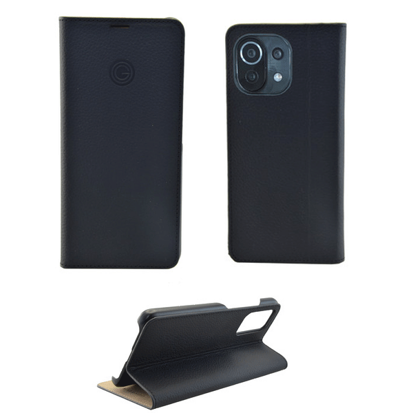 Galeli Echtleder Book Case Schutz-Hülle Marc Flip-Tasche passend für Xiaomi Mi 11 Lite, schwarz