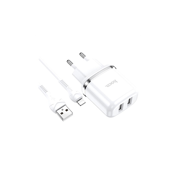 HOCO N4 ASPIRING 2.4A Dual-USB Netz-Ladegerät + Lightning Ladekabel, weiss HOCO N4 ASPIRING 2.4A Dual-USB Netz-Ladegerät + Lightning Ladekabel, weiss