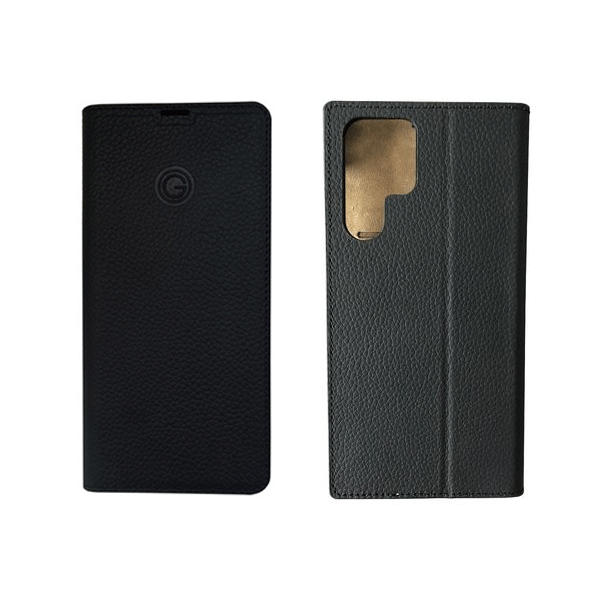 Galeli Echtleder Book Case Schutz-Hülle Marc Flip-Tasche passend für Samsung Galaxy S22 Ultra, schwarz